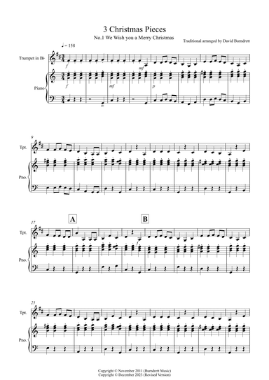 3 Easy Christmas Pieces for Trumpet and Piano (arr. David Burndrett)