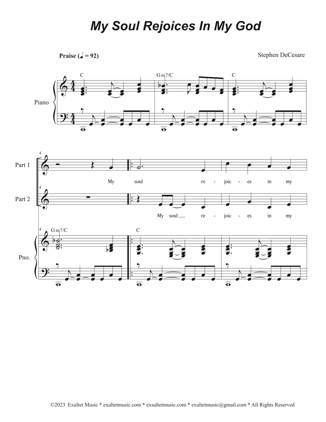 My Soul Rejoices In My God (2-part choir)
