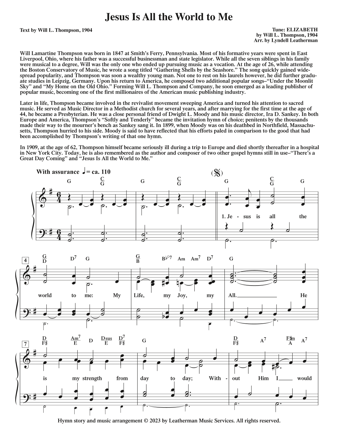 Jesus Is All the World to Me (arr. Lyndell Leatherman)