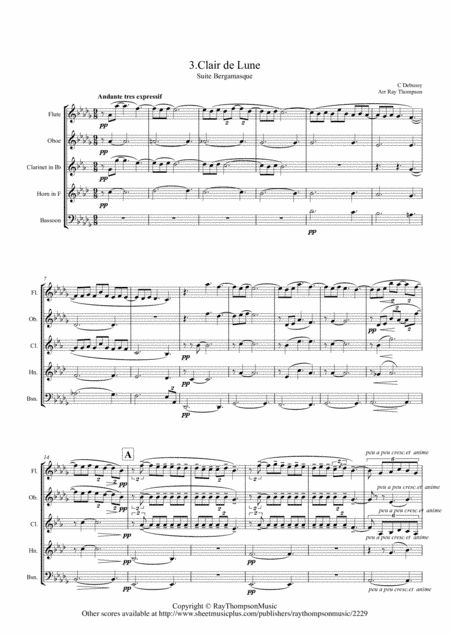 Debussy: Suite Bergamasque Mvt.3 Clair de Lune - wind quintet (arr. Ray Thompson)
