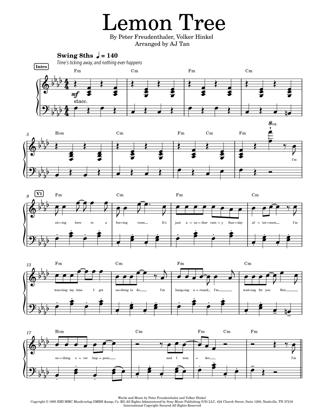 Lemon Tree (arr. AJ Tan)