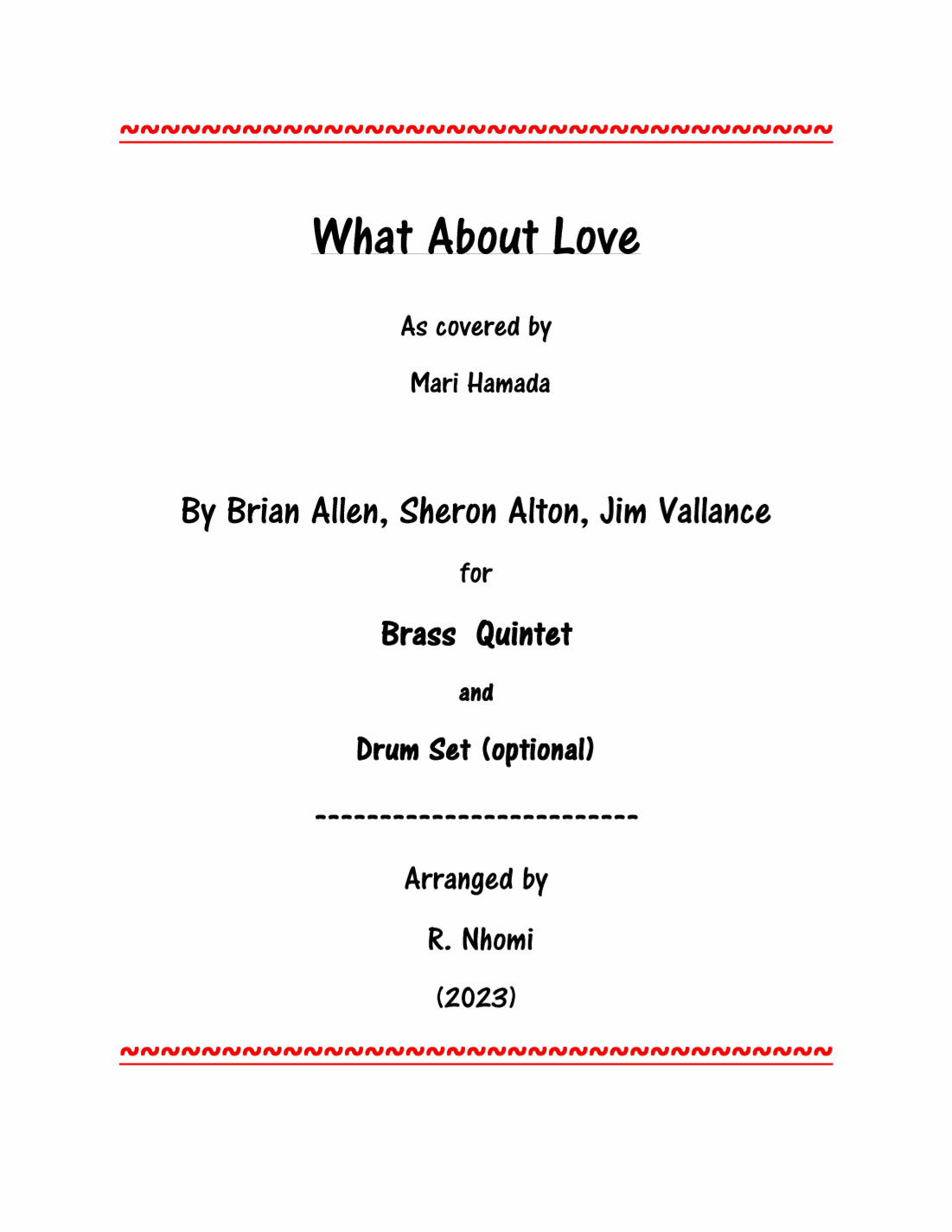 What About Love? (arr. R. Nhomi)