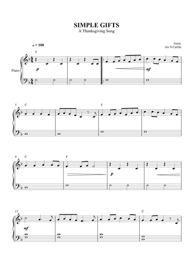 Simple Gifts (A Thanksgiving Song) (arr. SCMusic)