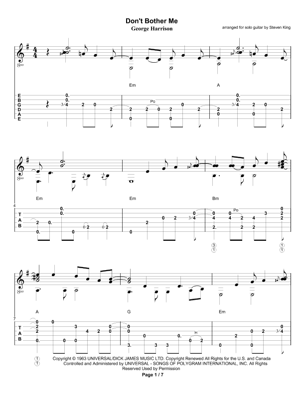 Don't Bother Me (arr. Steven King)