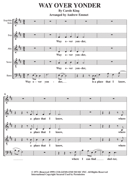 Way Over Yonder (arr. Andrew Emmet)