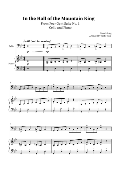 In The Hall Of The Mountain King - Cello and Piano (arr. Valdir Maia)