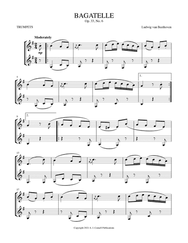 Bagatelle, Op. 33, No. 6 (arr. Mark Phillips)
