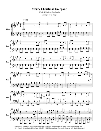 Merry Christmas Everyone (arr. G. Tiago)
