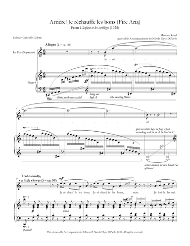 Arrière! Je réchauffe les bons (Fire Aria) - L'enfant et les sortilèges - Accessible Accompaniments (arr. Nicole Elyse DiPaolo)