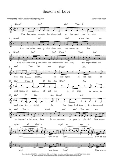 Seasons Of Love (arr. Vicky Jacobs)