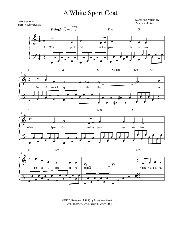 A White Sport Coat (and A Pink Carnation) (arr. Bernie Schweickart)