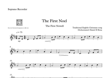 The First Noel - The First Nowell - Easy Christmas Carol - Soprano Recorder (arr. Daniel H Rosa)