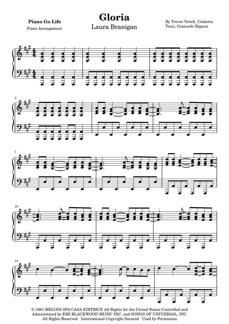 Gloria (arr. Piano Go Life)