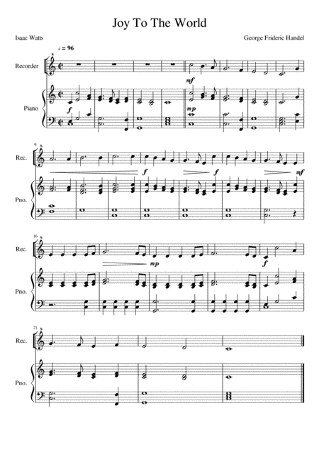 Joy To The World - Recorder Solo (arr. Kacie J. Rickells)