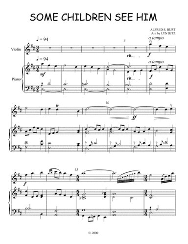 SOME CHILDREN SEE HIM ARRANGEMENT FOR VIOLN AND PIANO (arr. Lyn Ritz)