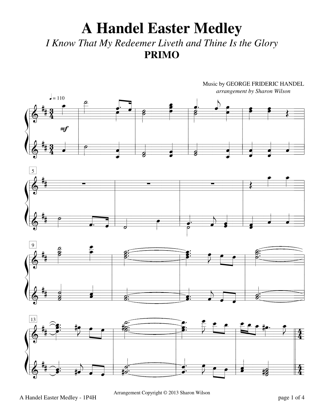 A Handel Easter Medley (1 Piano, 4 Hands) (arr. Sharon Wilson)