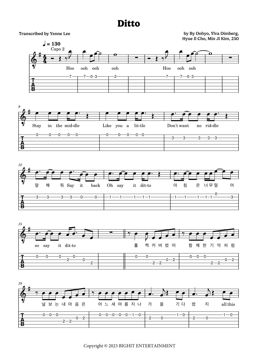 Ditto (arr. Yenne Lee)