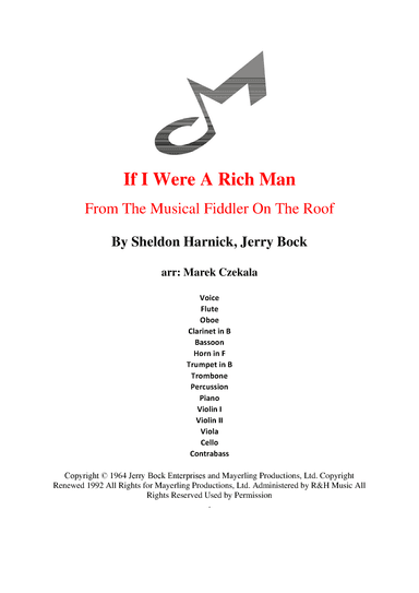 If I Were A Rich Man (arr. Marek Czekala)