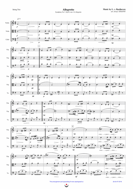 Allegretto (Beethoven: Symphony No.7, mov. II, excerpt) (arr. Josef STASTNY)