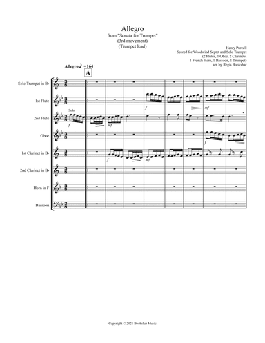Allegro (from "Sonata for Trumpet") (Bb) (Trumpet Solo with Woodwind Septet - 2 Flutes, 1 Oboe, 2 Cl (arr. Regis Bookshar)