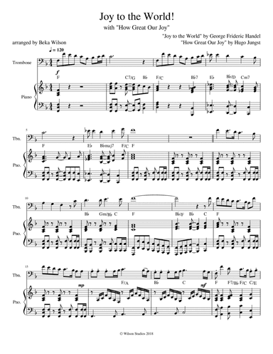 Joy to the World/How Great Our Joy--trombone solo (arr. Beka Wilson)