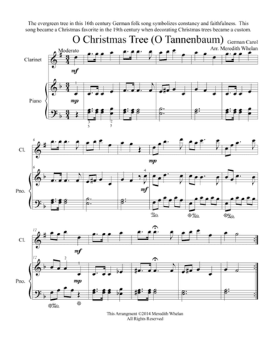 Chirstmas Duets for Clarinet & Piano:  O Christmas Tree (O Tannenbaum) (arr. Meredith Whelan)