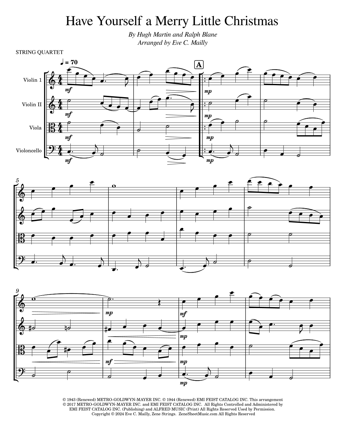 Have Yourself A Merry Little Christmas (arr. Eve C. Mailly - Zene Strings)