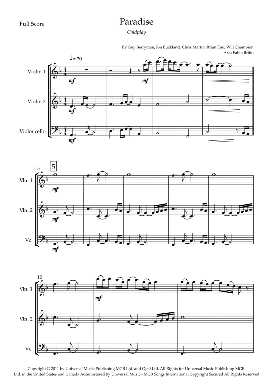 Paradise (arr. Fabio Britto)