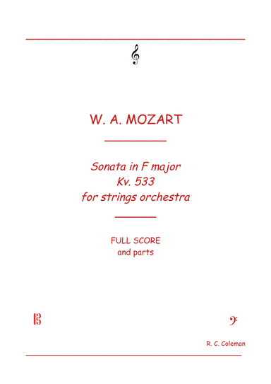 Mozart Sonata kv. 533 for String orchestra (arr. R. C. Coleman)