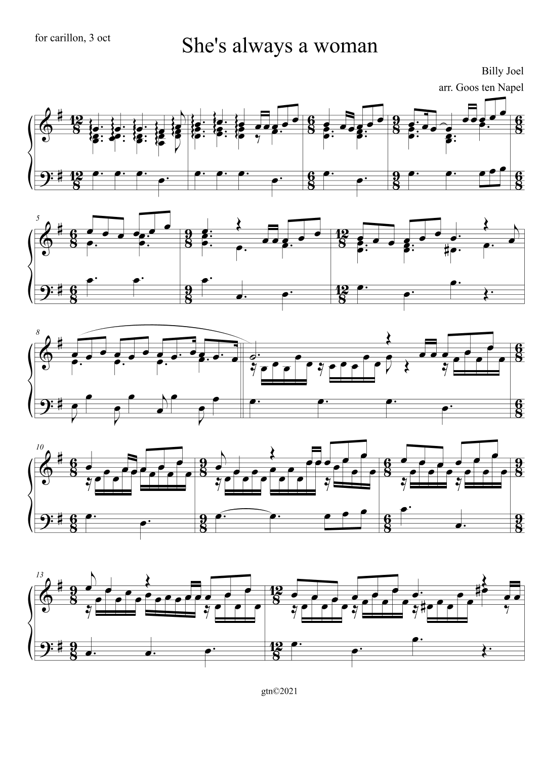 She's Always A Woman (arr. Goos ten Napel)