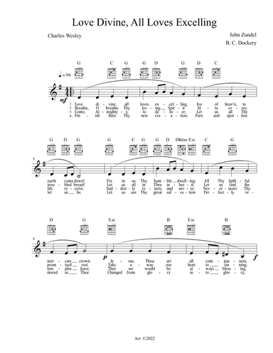 Love Divine, All Loves Excelling (Lead Sheet) (arr. B. C. Dockery)
