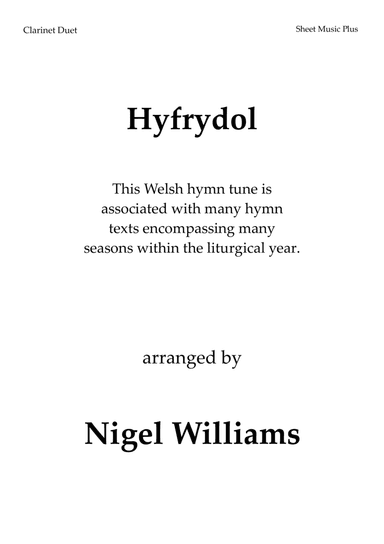 Hyfrydol, for Clarinet Duet (arr. Nigel Williams)
