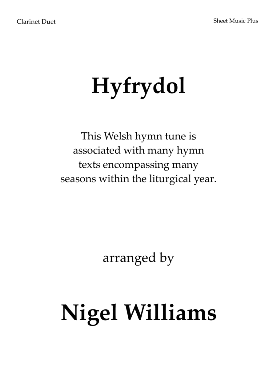 Hyfrydol, for Clarinet Duet (arr. Nigel Williams)