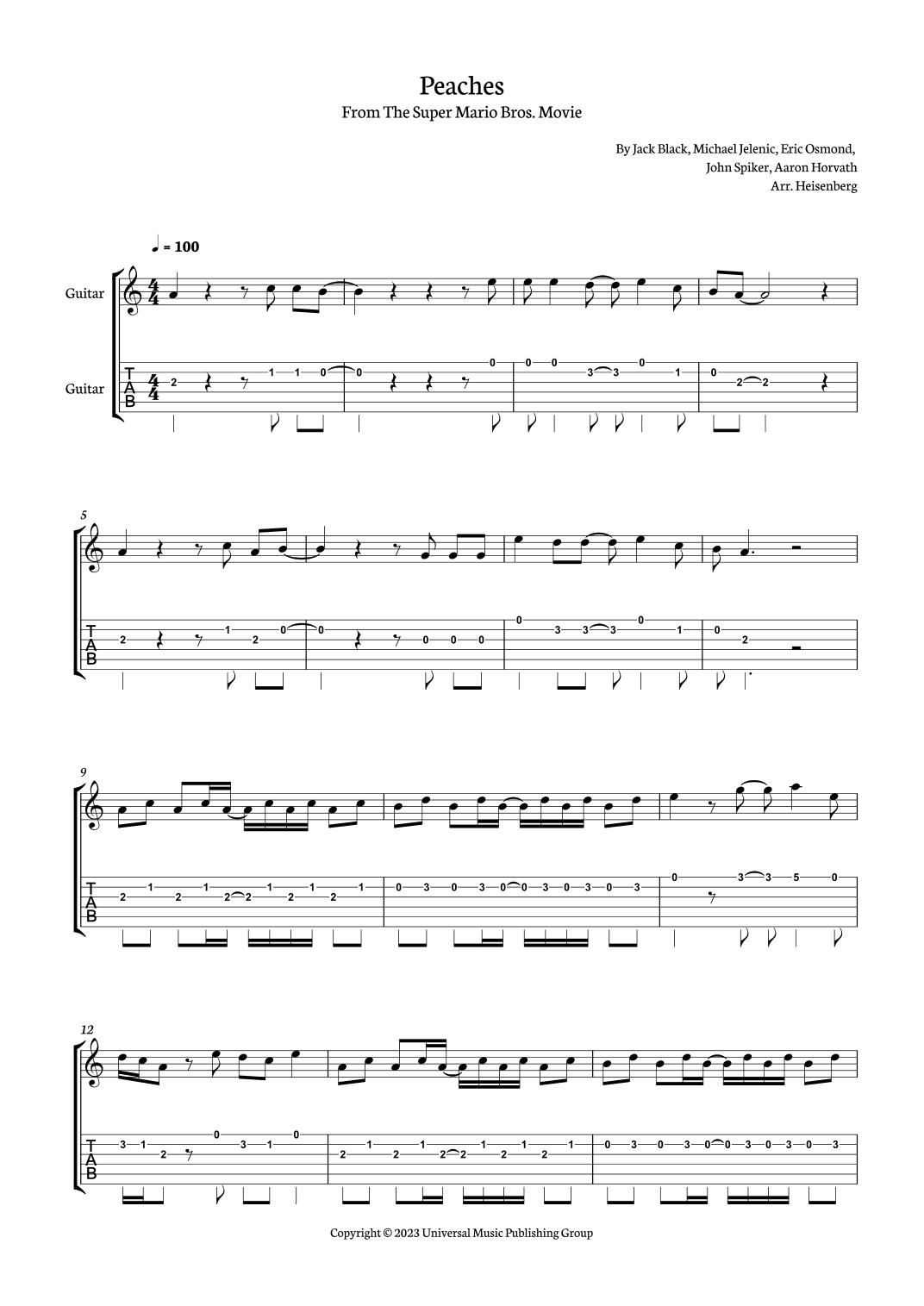 Peaches (arr. Heisenberg)