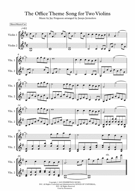 The Office - Theme (arr. Jazeps Jermolovs)