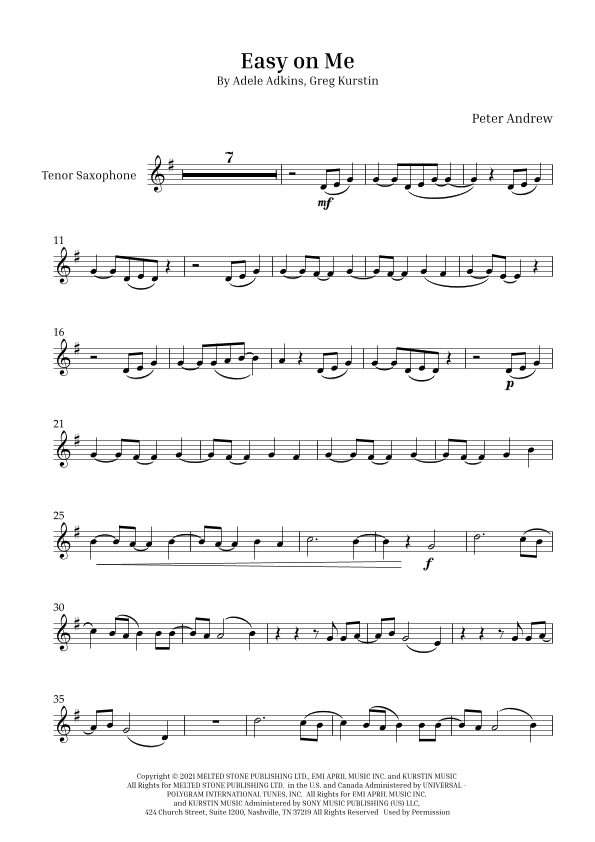 Easy On Me (arr. Peter Andrew)