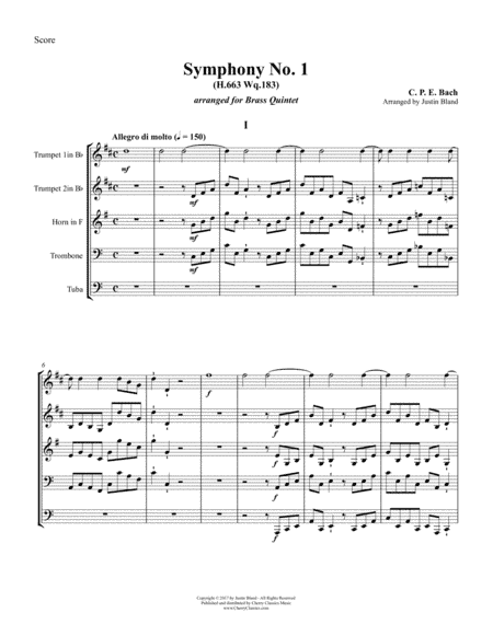 Symphony No. 1 for Brass Quintet (arr. Bland, Justin)