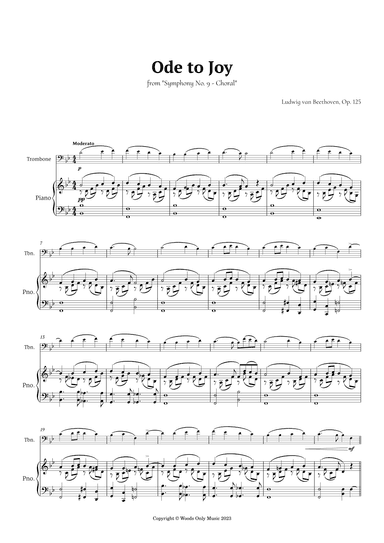 Ode to Joy by Beethoven for Trombone and Piano (arr. Ander)
