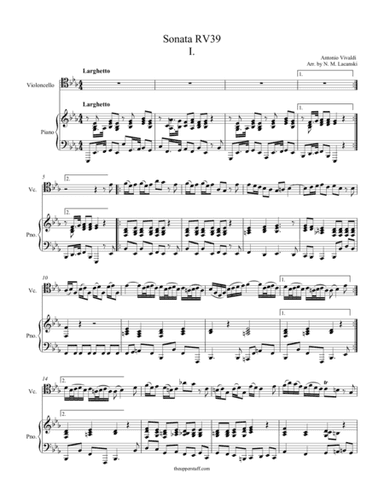 Cello Sonata in E Flat RV39 Movement I (arr. Nick Lacanski)