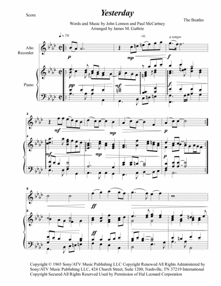 Yesterday (arr. James M. Guthrie)