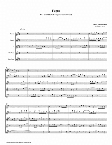 Fugue 05 from Well-Tempered Clavier, Book 2 (Flute Quintet) (arr. Richard Byrnes)