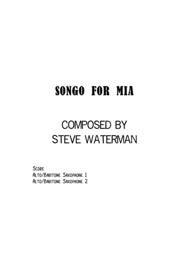 Songo For Mia Alto or Baritone Saxophone Duet