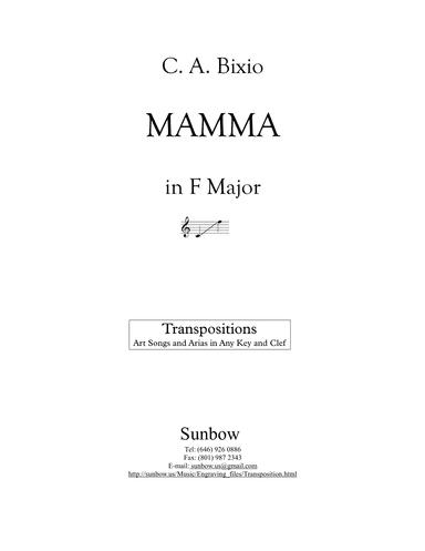 C. A. Bixio: MAMMA (transposed to F Major) (arr. Sunbow)