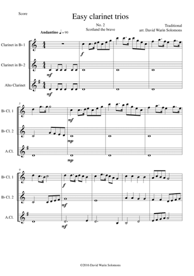 Scotland the brave for clarinet trio (2 B flats and 1 Alto) (arr. David Warin Solomons)
