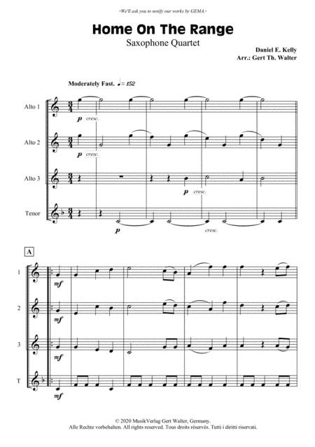 Home On The Range (arr. Gert Th. Walter)