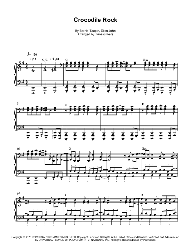 Crocodile Rock (arr. Tunescribers)