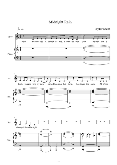 Midnight Rain (arr. Taylor Swift)