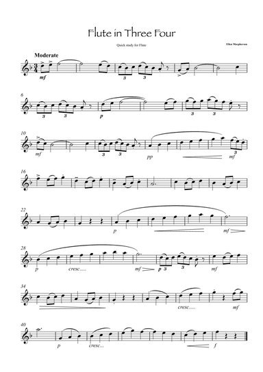 "Flute in Three Four" - Quick Study for FLUTE