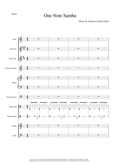 One Note Samba (samba De Uma Nota So) - Score Only (arr. Anderson Quevedo)