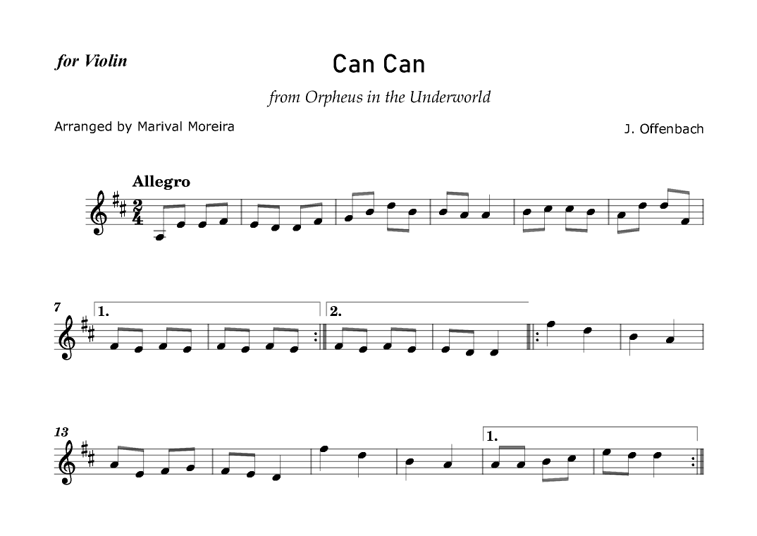 Can Can - J. Offenbach - Violin solo (arr. Marival Moreira)